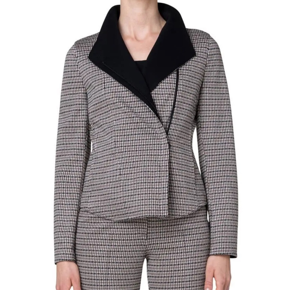 AKRIS Punto Houndstooth Check Moto lacket